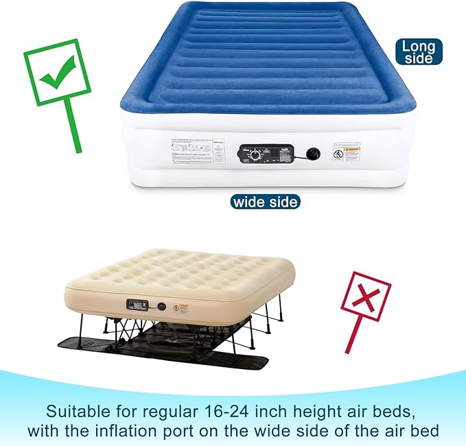 Queen Air Bed Mattress Pad with 15-24 Inch Deep Pockets - Waterproof Protector for Warm Sleep & Cold Air Insulation,Perfect for Camping, Guest Bed, Pets & Overnight Visitors-White