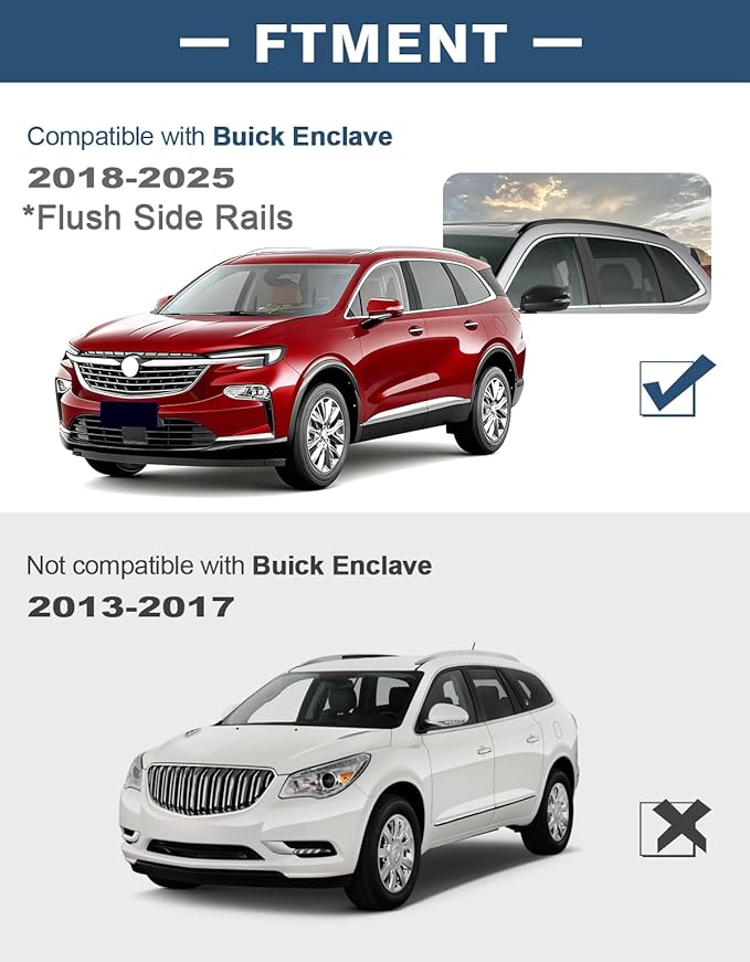 Roof Rack Cross Bars 220lbs Compatible with Buick Enclave 2018-2024 (with Flush Side Rails),All-Metal Aluminum Heavy Duty Crossbar Luggage Racks Roof Rails Rooftop Canoe Accessories