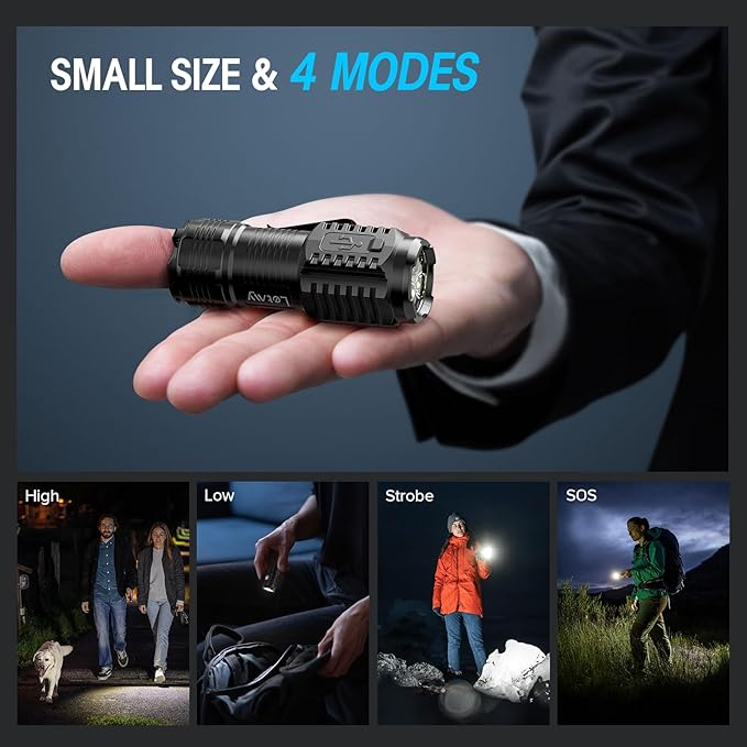 LETMY Rechargeable Mini Flashlights with Magnetic Base, 4 Pack Bright 3 LED Flash Lights, Small EDC Flashlight with Belt Clip, 4 Modes Portable Rechargeable Flashlights for Emergency Camping Home