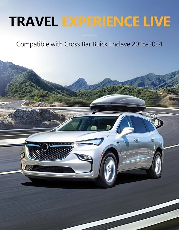 Tuyoung All Aluminum Roof Rack Cross Bars Compatible with Buick Enclave 2018-2024 (with Flush Side Rails), 260lbs Lockable Heavy Duty Roof Rails Crossbars Cargo Carrier Luggage Kayak Accessories