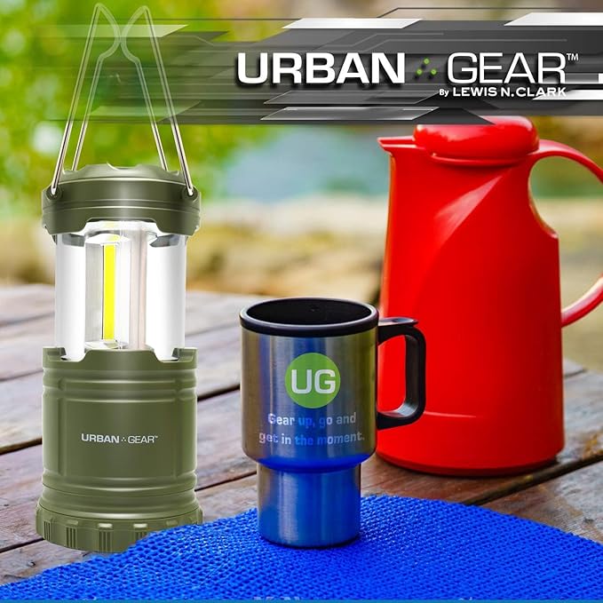 Lewis N. Clark Collapsible Camping Lantern | LED Portable Lantern for Indoor or Outdoor Use | Waterproof Lamp with Batteries Included | For Camping, Backpacking, Hiking, or Power Outage | Hunter Green