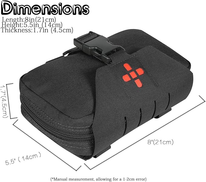 Ifak Pouch-Rapid Deployment Tactical MOLLE Trauma Kit Pouches, Quick Release Tear-Off Medical First Aid Kit Organiser with Red Immediate Identify for Emergency Surviva.