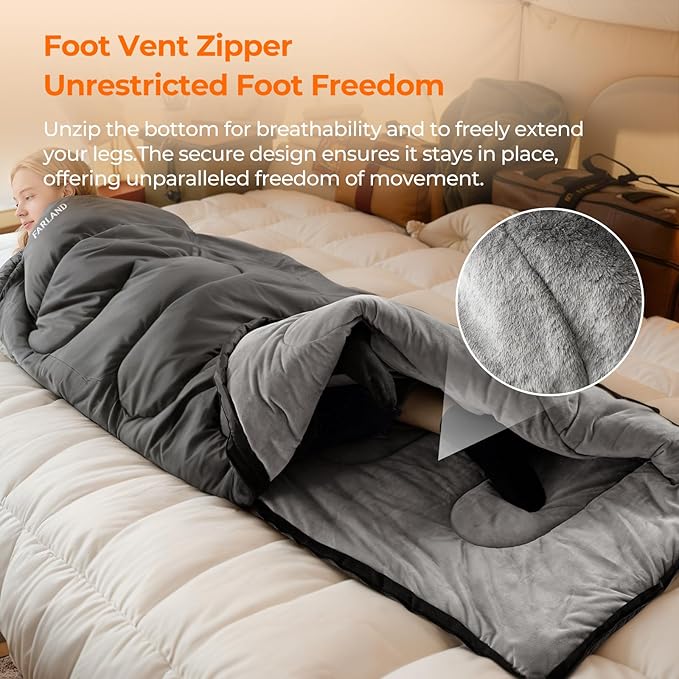 FARLAND Sleeping Bag for Adults, Cold Weather & Warm Plush Fleece-Lined Interior - Portable Waterproof Windproof with Compression Sack for Camping Hiking Traveling Indoor & Outdoor