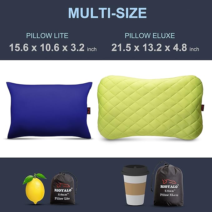 X-Foam Inflatable Camping Pillow Lite with Removable Foaming Cover | Comfortable, Washable Ultralight Portable with Neck Lumbar Support | Backpacking, Hiking, Travel, Air | Small (Ocean Blue)