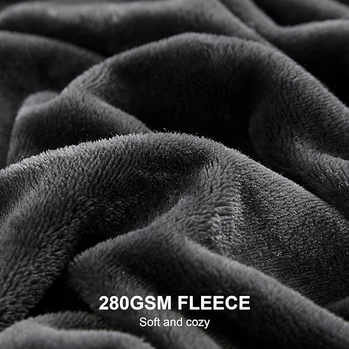 Hansleep Fleece Queen Blanket for Bed Fleece Charcoal, Queen Size Super Soft Flannel Fuzzy Plush Cozy Blanket for All Seasons, Charcoal, Queen 90x90 Inches