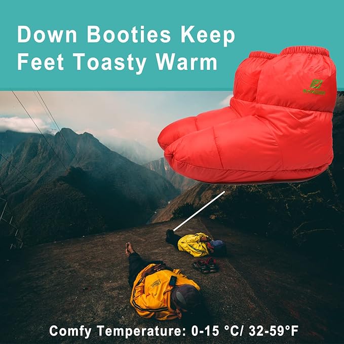 Down Booties Warm Socks for Men & Women - Ultralight Sleeping Sock for Camp, Backpacking - Soft & Cozy Camping Sleeping Bag Tent Down Slippers Foot Warmer