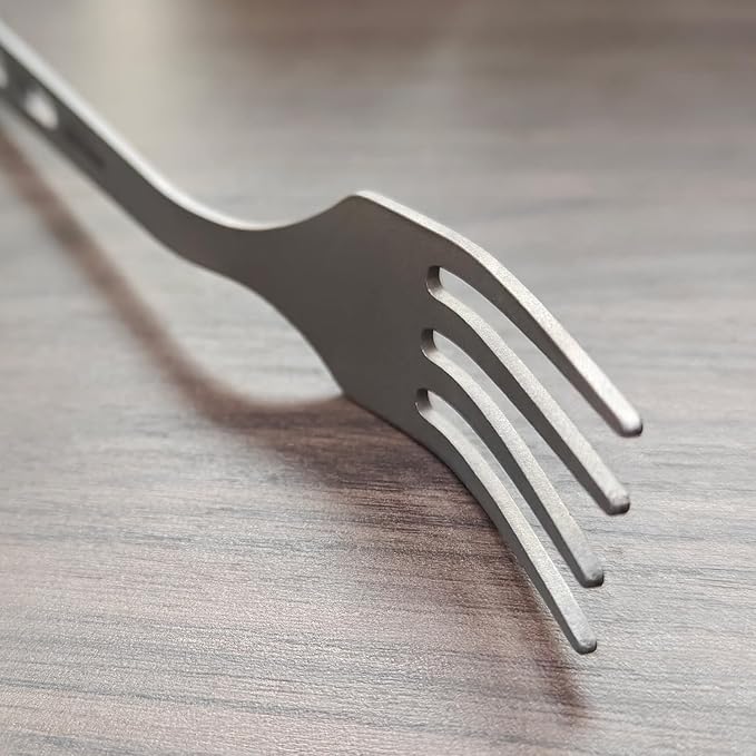 Titanium Fork Spoon Knife Set - Camping Tongs | Ultralight Backpacking Utensils, Travel Cutlery Set, Heat-Resistant & Rustproof, Hiking Survival Gear (Fork+ Spoon)