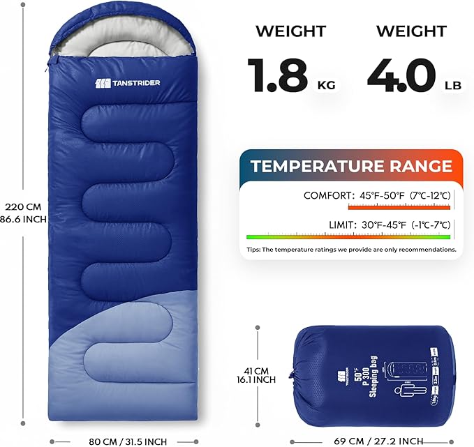 Sleeping Bag for Adults Warm Weather, Compact Lightweight Backpacking Sleeping Bag with Compression Sack, Camping Essentials Gear for Hiking Travel Climbing Outdoor & Indoor Use
