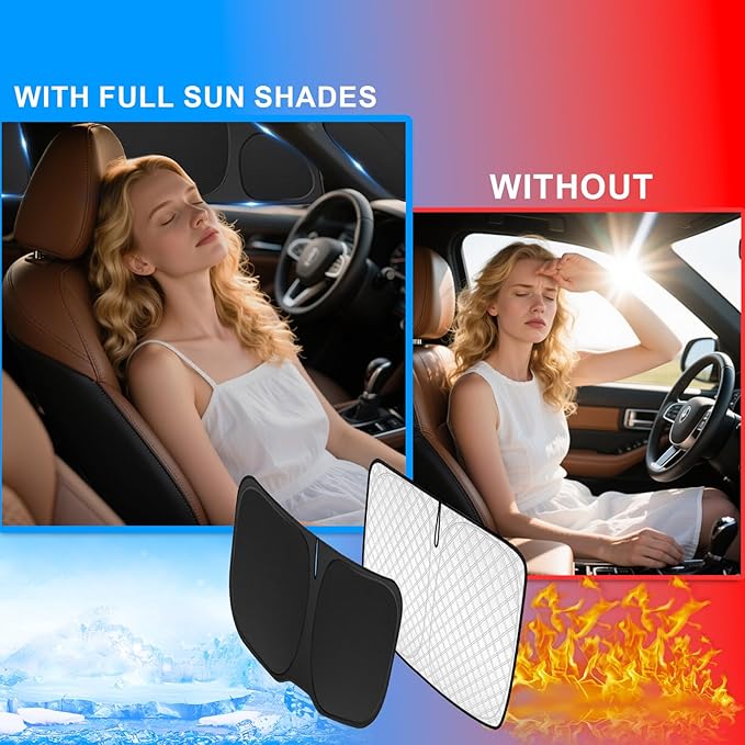 KMF 10pcs Thicken Sun Shades for Toyota Prius 2010-2015 Accessories (Not Prius C or V), Full Car Window Covers Sunshade for Windshield Side Rear, UV Block and Privacy Blackout for Camping