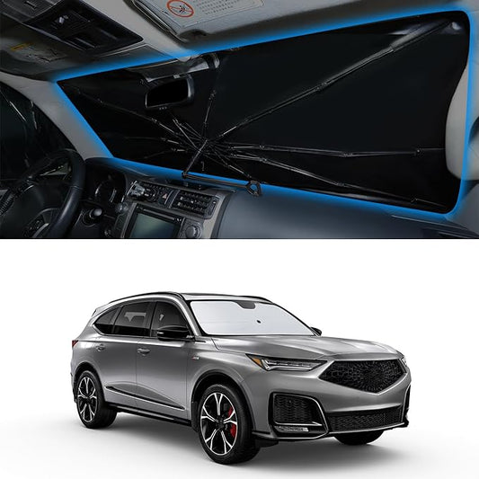 Windshield Sun Shade Umbrella Custom Fit for 2014-2020 Acura MDX Accessories Foldable Sunshade Sun Blocker Protect Car from Sun Rays & Heat Damage Keep Car Cooler