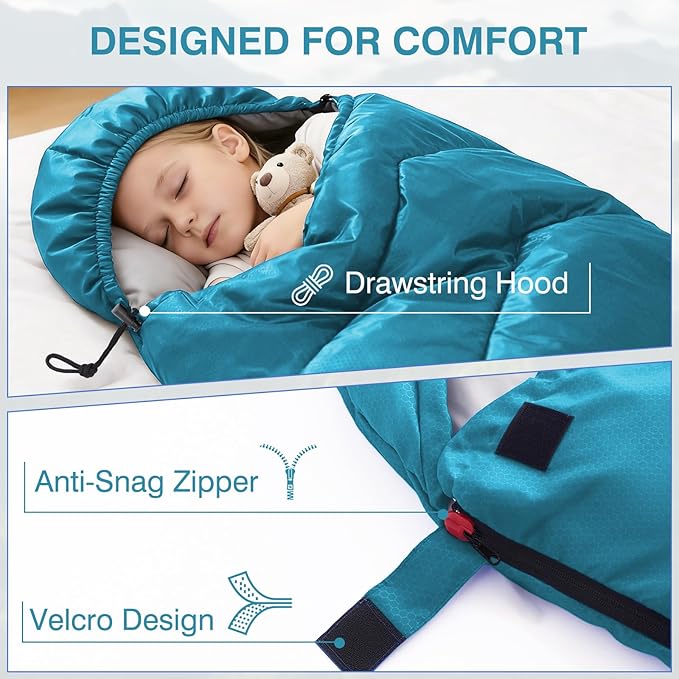 Sleeping Bag 4 Seasons Adults & Kids for Camping Hiking Trips Warm Cool Weather,Lightweight and Waterproof with Compression Bag,Indoors Outdoors Activities