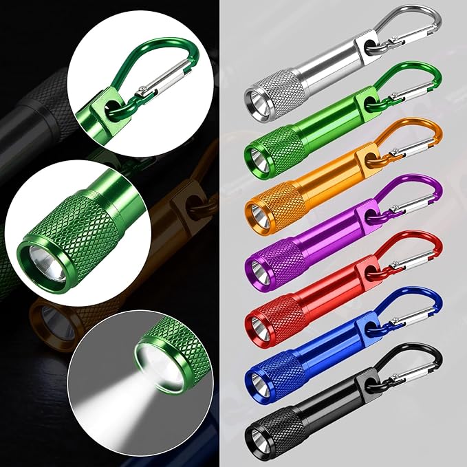 42 Pcs Mini Keychain Flashlights Ultra-Bright LED Metal Carabiner Clip Compact Emergency Lights for Camping Hiking Cycling Survival Kits