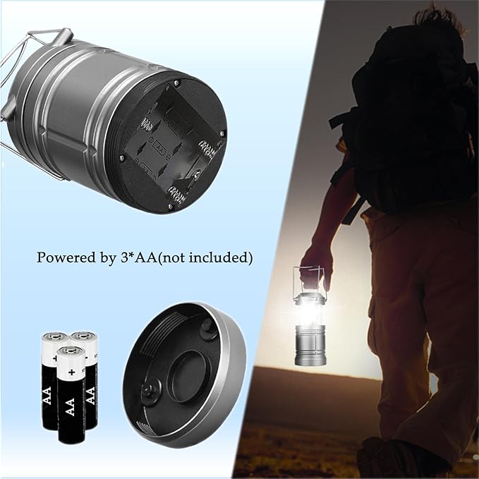 LED Camping Lantern, Battery Powered Hanging Lantern for Outdoor Camping Emergency Power Outages, 4 Pack