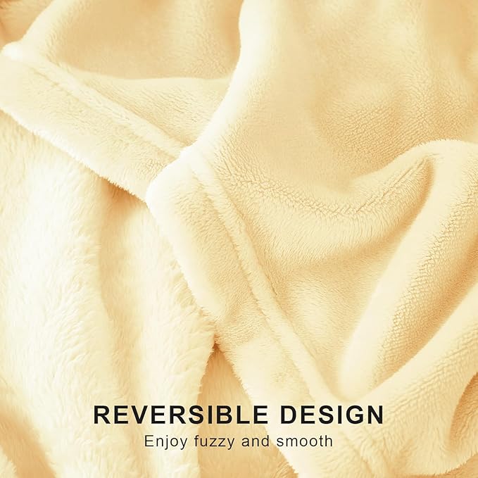 Hansleep Fleece Cream Yellow King Blanket, Super Soft Flannel Fuzzy Plush Cozy Blanket for All Seasons, Cream Yellow, King 90x108 Inches