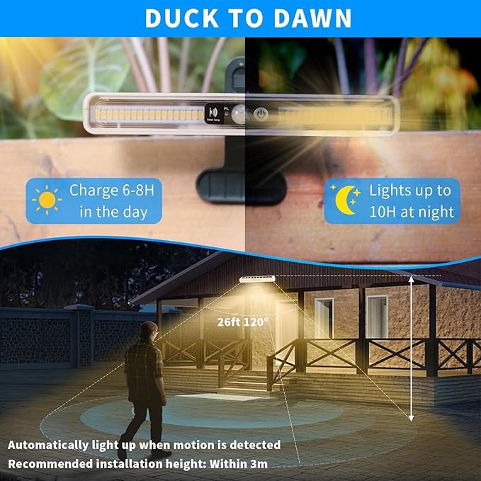 Clip On Solar Motion Lights Outdoor Waterproof, 4 Pack Motion Sensor Outdoor Lights with 36 LEDs, 3000K, Portable Solar Powered Security Light for Fence Garage Camping(White)