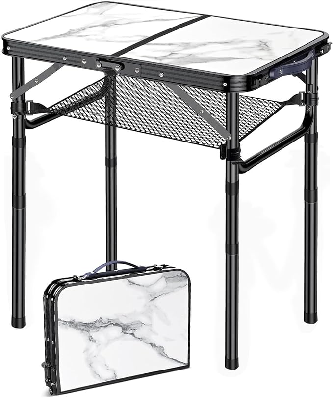 Folding TV Trays Foldable Dinner Tray Table Adjustable Height Food Snack Eating Couch Side Table Study Aluminum Portable Sofa Tray End Table for Outdoor Indoor Camp Pinic Bed Couch Living Room(Marble)