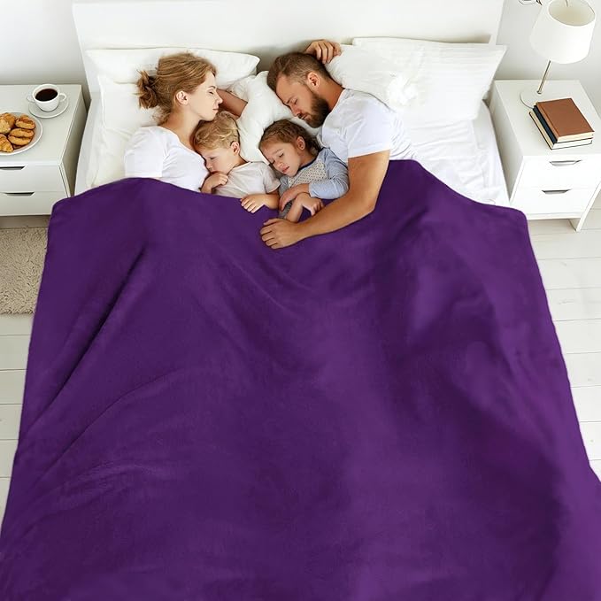 Edenleaf Big Oversized Soft Fleece Blanket, Giant California King Warm Blanket for Whole Family, Bed, Sofa, Couch, Travel and Camping 120x120 Purple