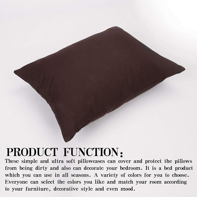 NTBAY Zippered Toddler Pillowcases Set of 2, 100% Brushed Microfiber 13x18 Pillowcases, Super Soft and Cozy Travel Kids Nursery Pillow Cases, 13x18 Inches, Dark Brown