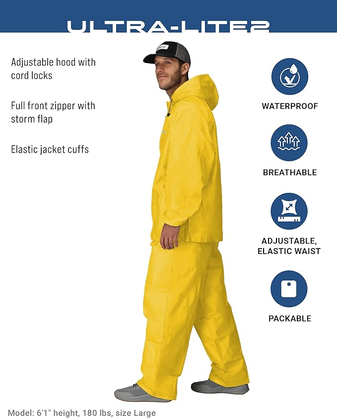 FROGG TOGGS Men's Ultra-Lite2 2-Layer Waterproof Breathable Rain Suit