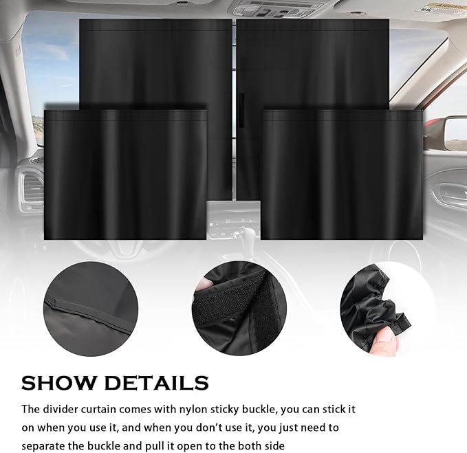 3PCS Larger Size Car Window Shades,Upgraded Car Curtains for Blocking Sunlight & Providing Privacy Protection,Essential Cars Privacy Curtains Includes Rear Window & Divider Curtain