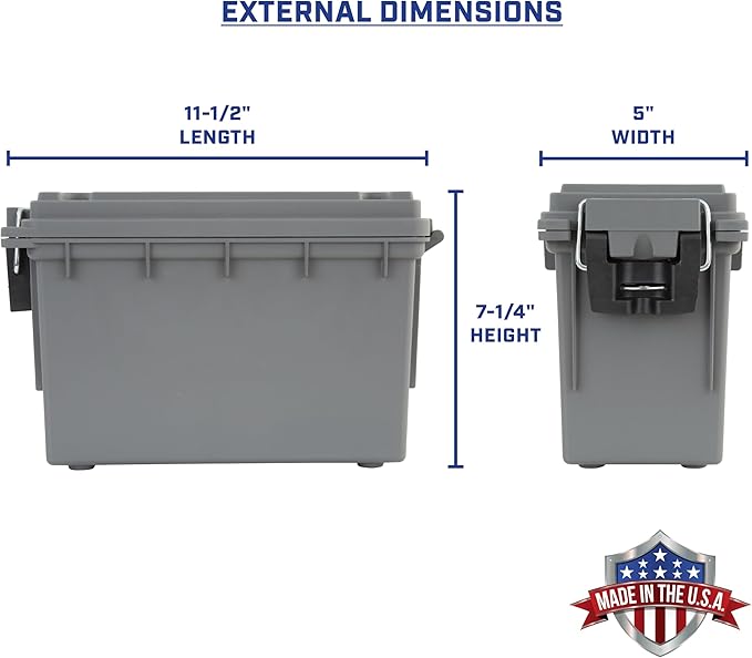 Sheffield 12628 Ammo Storage Box, Stackable .30 Cal Field Boxes, Water and Dust Resistant, Lockable Storage Box with Handle, Secures Hunting Gear, Supplies, and Bullets, Made in USA, | (Pack of 6)
