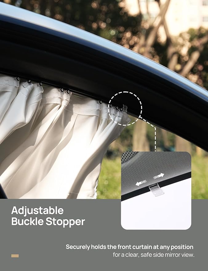 TPARTS Side Window Sunshade for Tesla Model 3 2018-2026 (Including Model 3 Highland), Privacy Curtain Blinds Front & Rear Window Shade Silk Fabric Set of 4 (Standard, Premium, Performance)