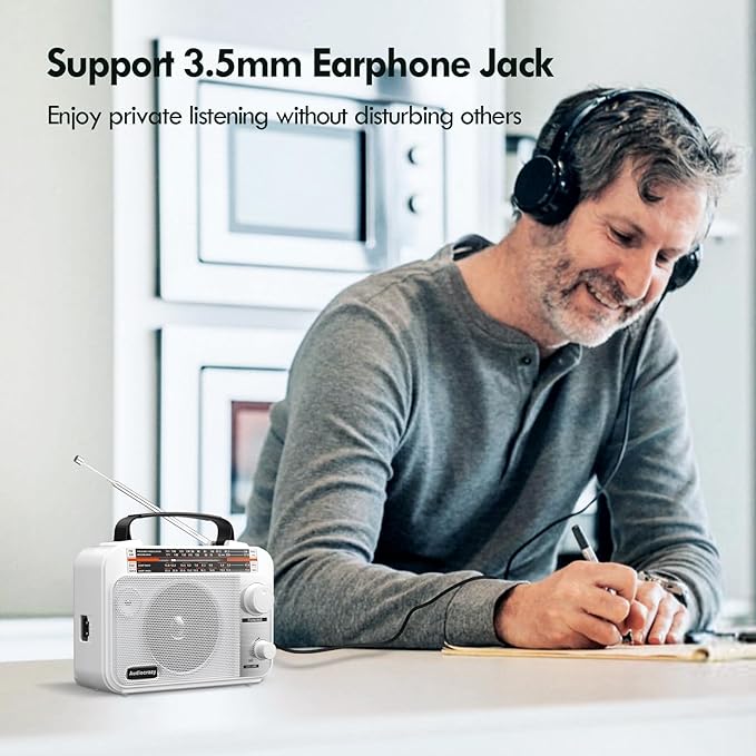 AM/FM/SW1-2 Radio Shortwave Transistor Radio AC or Battery Operated with Best Reception Big Speaker and Precise Tuning Knob with AUX in & 3.5mm Earphone Jack