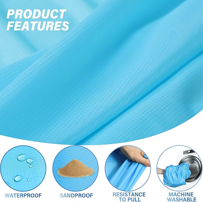 Famstar Beach Blanket Oversized Extra Large78 X 81",Waterproof Sandproof Beach Blanket 1-7 Adults Lightweight Durable for Travel Camping Hiking Picnic (78" X 81", Orange&Blue)