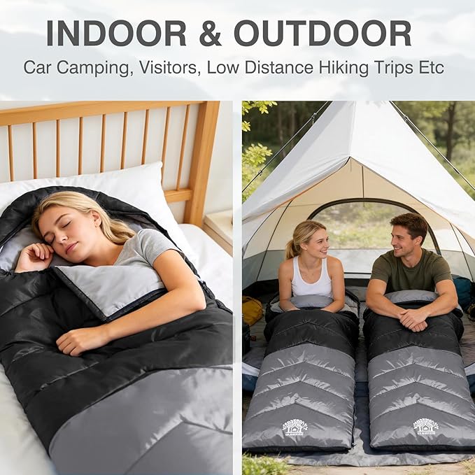 Sleeping Bag 4 Seasons Adults & Kids for Camping Hiking Trips Warm Cool Weather,Lightweight and Waterproof with Compression Bag,Indoors Outdoors Activities