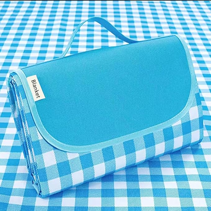 LRUUIDDE Extra Large Picnic Blanket Beach Blankets, Outdoor Foldable Waterproof Sand Mat for Beach Camping Hiking Travel Family Concerts Grass Park Music Festival Lawn Mats (Blue, 80x60inch)
