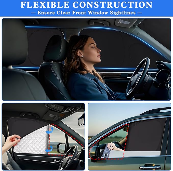 ZATOTOO Car Window Shades for 2019-2024 Toyota RAV4 Sun Shade for Side Window Front Rear Windshield Triangular Window Shade Privacy UV Rays Sun Blocker Heat Insulation for Camp Nap Long Time Parking