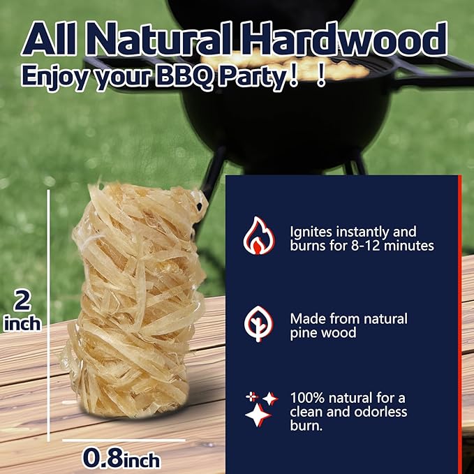 Fire Starter 110Pcs - Extra Long 12min Natural Fire Starters for Grill, Fireplace, Camping & Survival Kit | Waterproof, Odorless, Safe for BBQ/Pizza Oven/Chimney (Indoor & Outdoor)