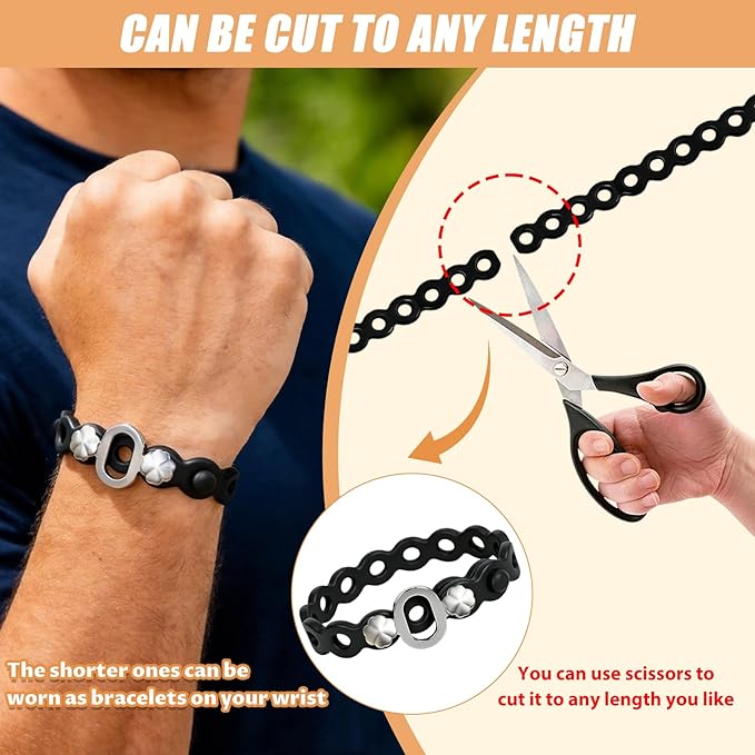 Modular Straps (4-Pack), Heavy Duty Silicone Gear Tie, EDC Multi-Tool Strap for Camping, Travel & Outdoor Survival（Black）