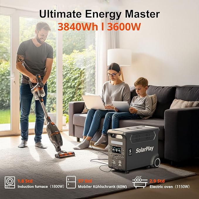 SolarPlay Portable Power Station, 3600W Power Station LiFePO4 Battery Solar Generator for Home Backup, Power Outages, and Camping