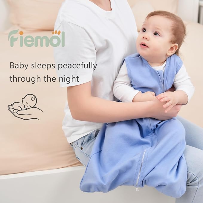 Baby Sleep Sack 18-24 Months, 100% Cotton Sleeping Sack for Newborn and Infant, 3 Pack Baby Wearable Blanket, 0.5 Tog Lightweight Double Zipper Sleep Bag Apricot