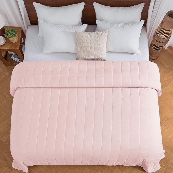 yescool King Size Weighted Blanket for Adults (25 lbs, 80” x 87”, Pink) Cooling Heavy Blanket for Sleeping Perfect for 240-260 lbs, Breathable Blanket for Adults & Couple All Season, Machine Washable