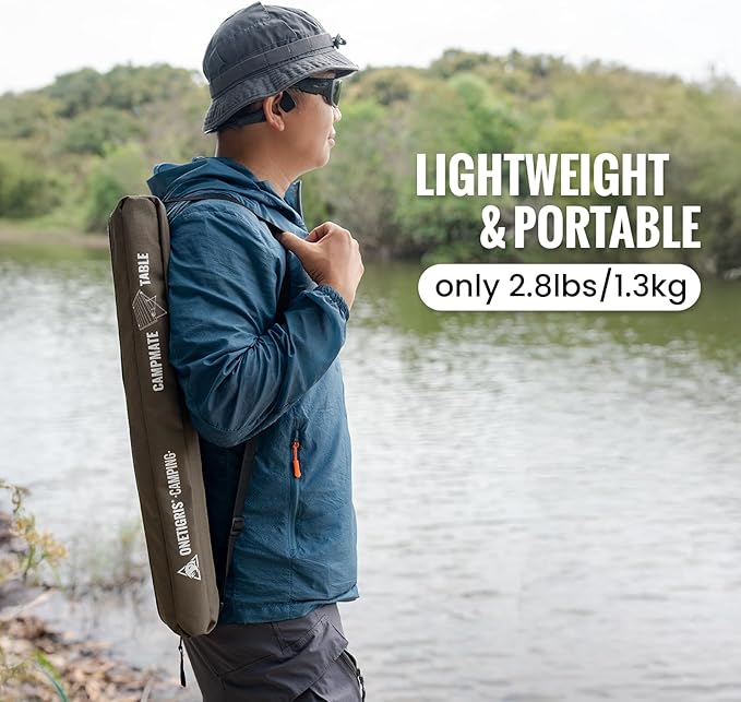 ONETIGRIS Foldable Camping Table, Lightweight Portable Table Sturdy & Quick Setup, Holds Up to 66 lbs, Perfect for Camping, Hiking, Backpacking, Picnic, Beach, Travel