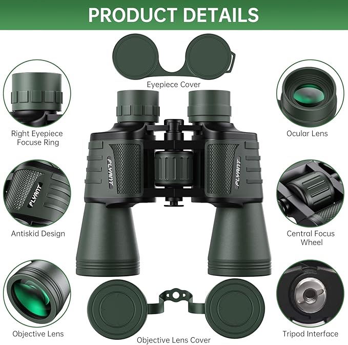 20x50 High Powered Binoculars for Adults, Waterproof Binoculars with Low Light Vision for Bird Watching Hunting Camping Travel Cruise Hiking Sports Stargazing, Gifts for Men Dad