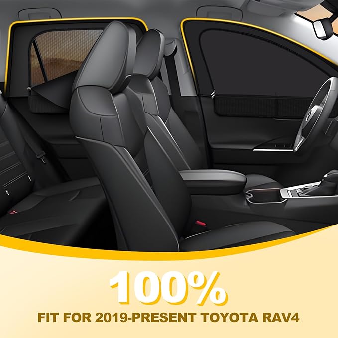 XCBYT RAV4 Window Sunshades for 2019-2025, Dual Layer Car Window Covers with Breathable Mesh & Blackout Cloth, 99% UV Protection Privacy Curtains for Car Camping, Sleeping & Rest (4 PCS)