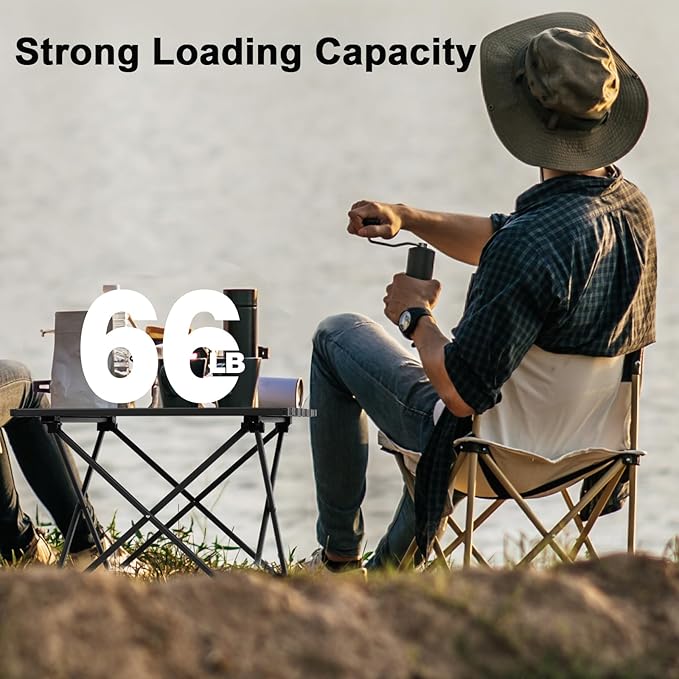 Small Folding Camping Table with Carry Bag, Portable Ultralight Compact Aluminum Beach Table, Foldable Mini Collapsible Camp Tables for Hiking Picnic Travel Cooking Outdoor, Black