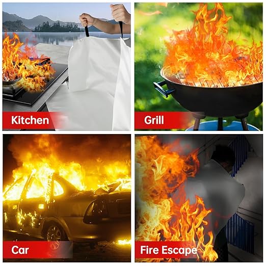 Fire Blanket - Thick Fire Blanket Fire Suppression Blanket - Fire Blankets Emergency for People - Fire Safety Blanket with Emergency Whistles - Fireblanket for Kitchen, Home