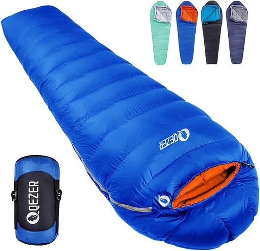 Down Sleeping Bag for Adults, 0°F 10°F 15°F 20°F 600 Fill Power Mummy Lightweight Compact Cold and Warm Weather Backpacking Sleeping Bag for Camping Hiking Outdoor All Seasons