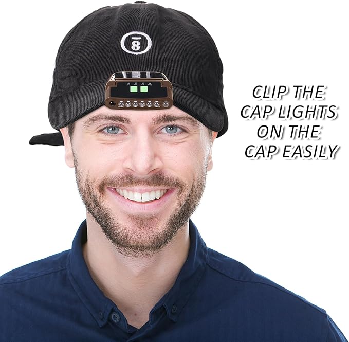 Mudder LED Clip on Cap Lights USB Rechargeable Cap Flashlight Clip Waterproof Ultra Bright Hat Flashlight Headlamp for Fishing Camping Hand Work
