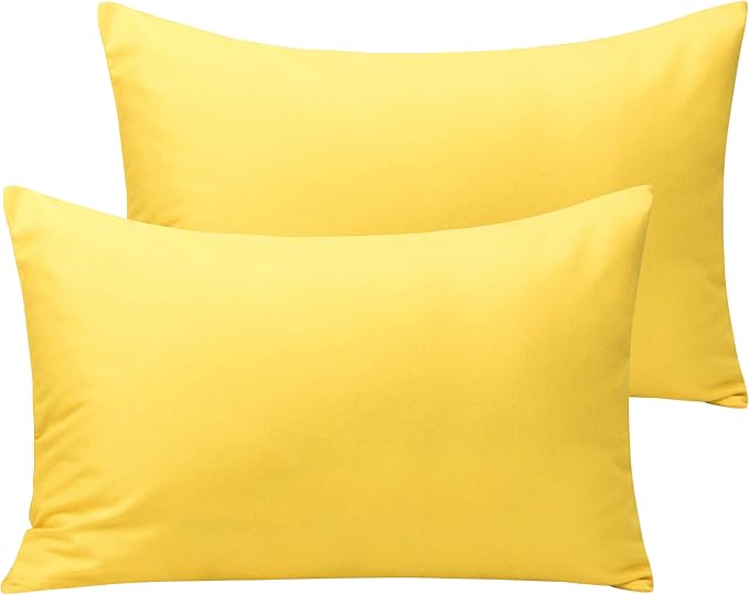 NTBAY Microfiber Toddler Pillowcases with Envelope Closure, 2 Pack 100% Brushed Microfiber Super Soft Travel Kids Nursery Pillow Cases, 14"x20" Fits Pillows Sized 12"x16" 13"x18" 14"x19", Yellow