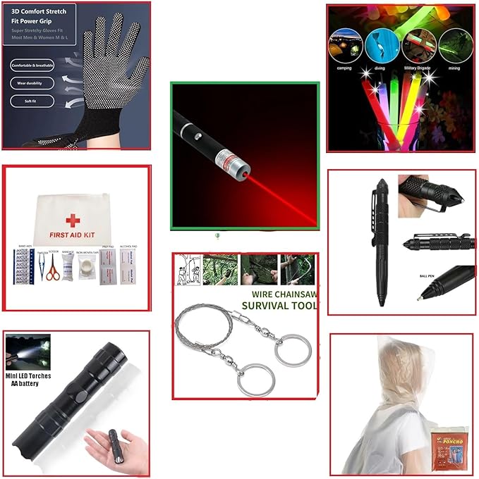 29-in-1 Outdoor Survival Gear Kit with Heavy-Duty Storage Bag, First Aid & Fire Starter – Emergency Tools for Camping Hiking, Gifts for Dad, Husband, Men Women