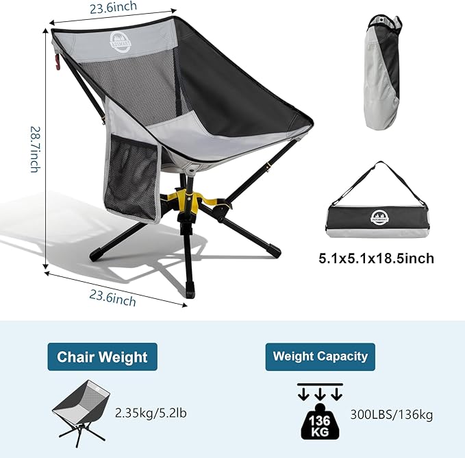 ADSMART Portable Camping Chair Lightweight Folding Chair for Camping - Outdoor Chair Supports 300 Lbs - Camp Chair Outdoor Adventures