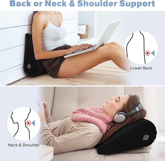 USHMA Inflatable Wedge Pillow for Traveling, Portable Blow up Travel Wedge Pillow for Sleeping in Bed, Fast Inflation & Deflation Inflatable Bed, Ideal for Home, Travel, and Outdoor