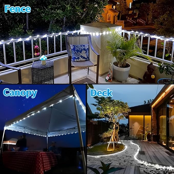 LairtPOW Solar Rope Lights 39FT 100LEDs,IP65 Waterproof Outdoor String Light, Palm Tree Lights for Party Garden Yard Pathway Patio Wedding Christmas Halloween Holiday Decoration (Cool White)