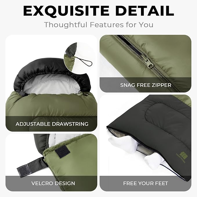 Ultralight Warm Weather Sleeping Bag - Portable, Waterproof, Compact Lightweight, Comfort with Compression Sack - Great for Outdoor Camping, Backpacking & Hiking