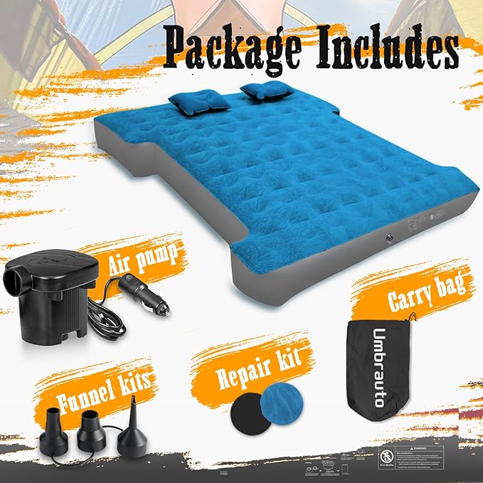 Umbrauto Truck Air Mattress for 5.5-5.8ft Full Size Short Bed, Inflatable Pickup Tent Camping Mattress, Blow Up Pick Up Truck Air Bed for Outdoor Travel
